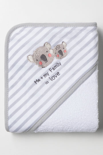 Koala Hooded Towel White And Grey