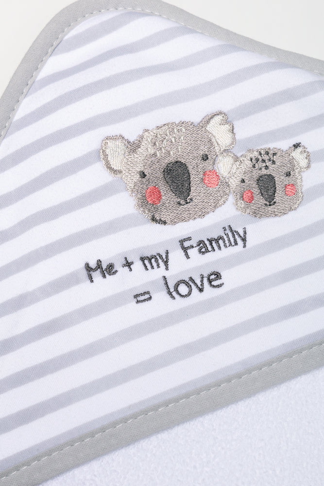 Koala Hooded Towel White And Grey