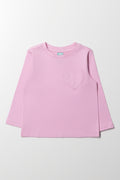 Heart Pocket Long Sleeve T-Shirt Pink