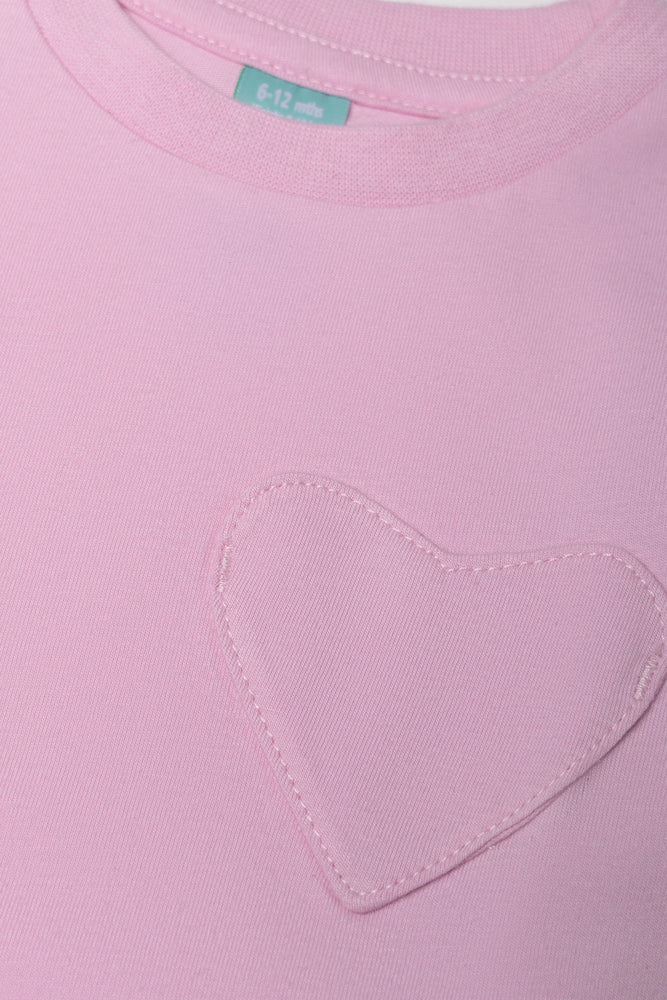 Heart Pocket Long Sleeve T-Shirt Pink