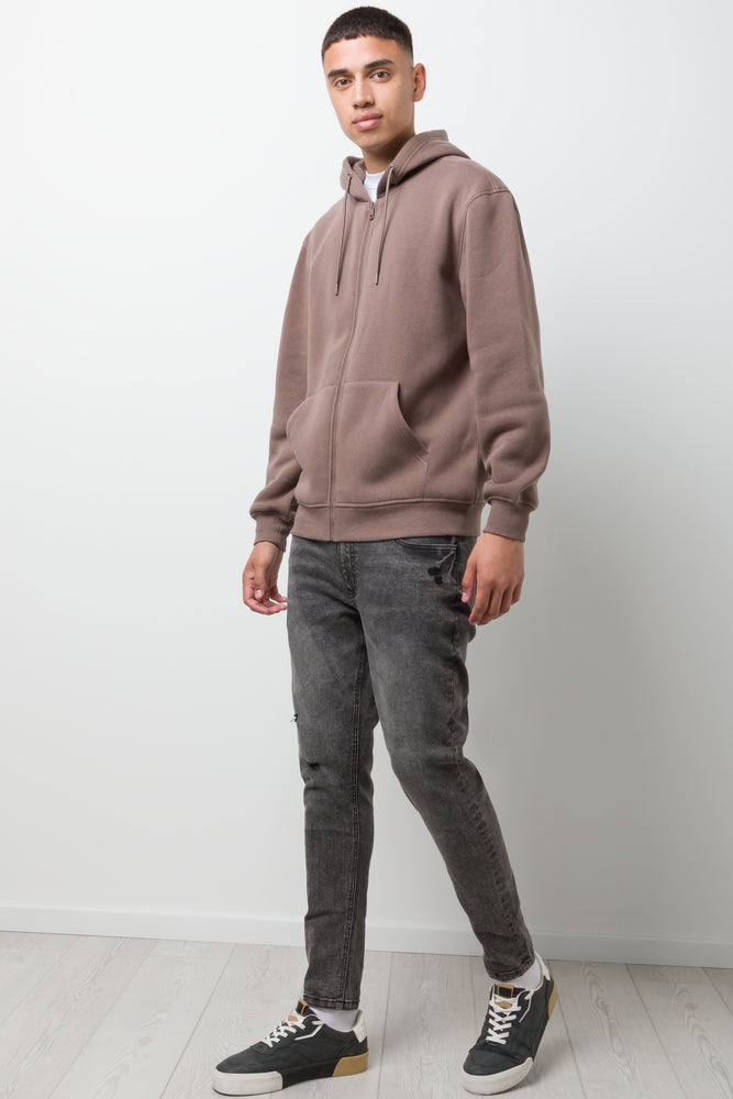 Zip Through Hooded Tracktop Brown