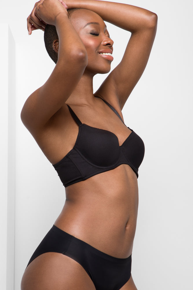 2 Pack Bonded Bikini Panties Black And Natural