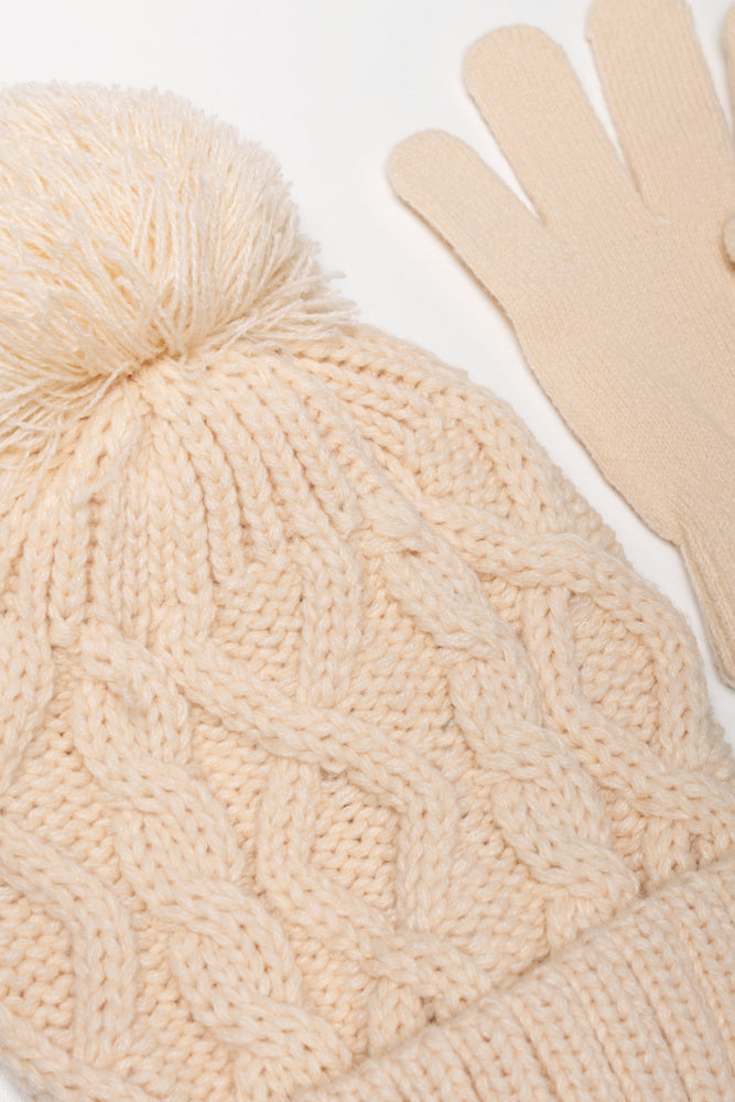 Beanie And Gloves Set Natural