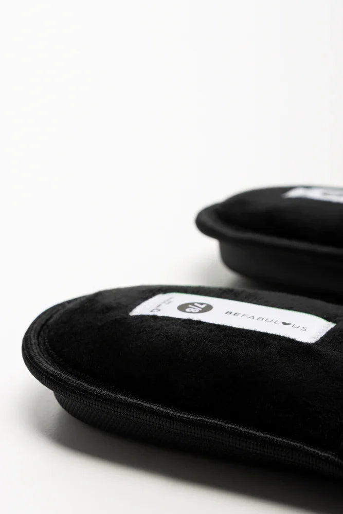 Rib Open Toe Slippers Black (3)