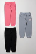 3 Pack Trackpants Pink, Black And Grey
