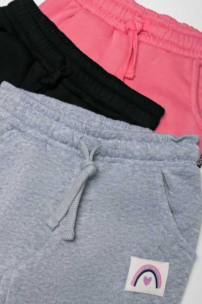 3 Pack Trackpants Pink, Black And Grey