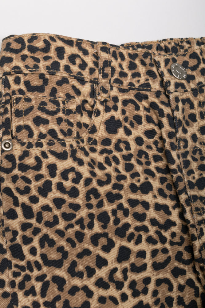 Animal Print Flare Denim Jeans Brown