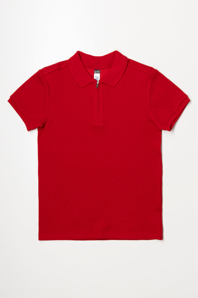 Short Sleeve Textured Golfer Red