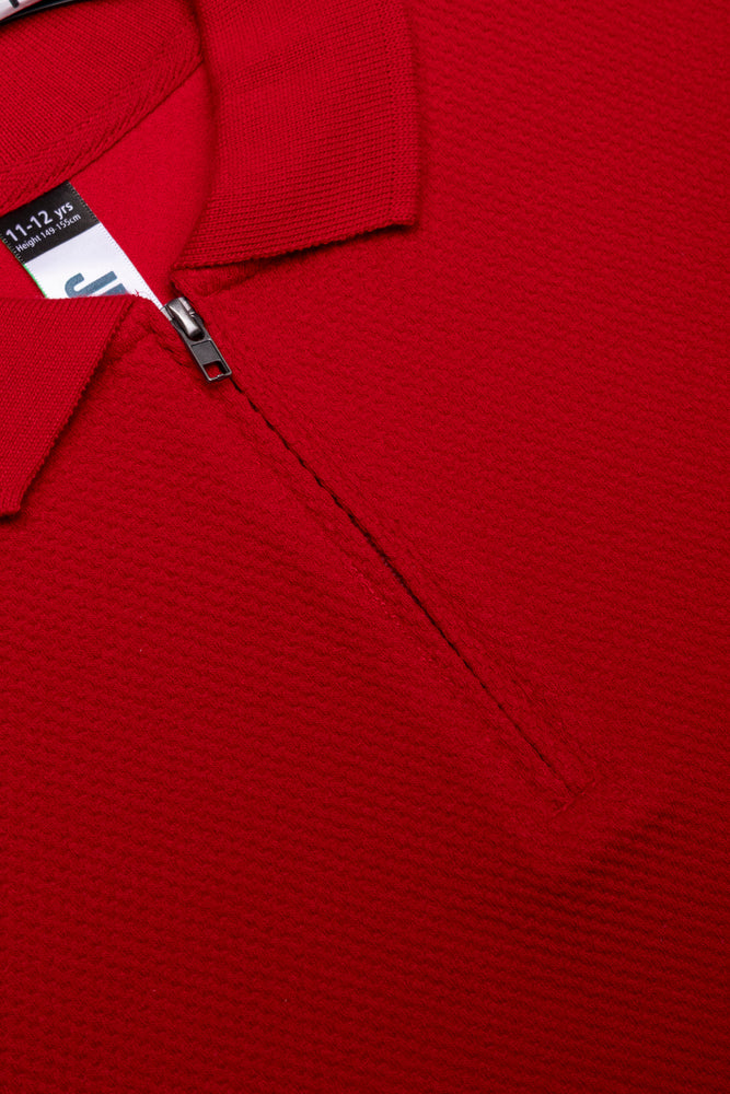 Short Sleeve Textured Golfer Red (1)