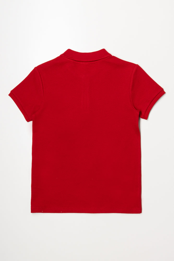 Short Sleeve Textured Golfer Red (2)