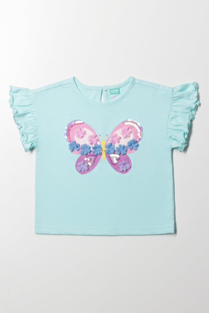 Butterfly Frill Sleeve T-Shirt Green