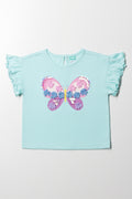 Butterfly Frill Sleeve T-Shirt Green
