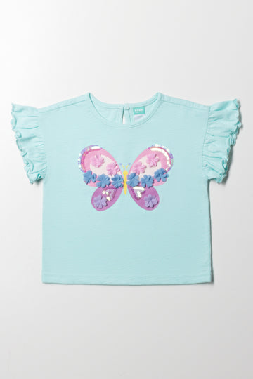 Butterfly Frill Sleeve T-Shirt Green