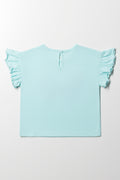 Butterfly Frill Sleeve T-Shirt Green (3)