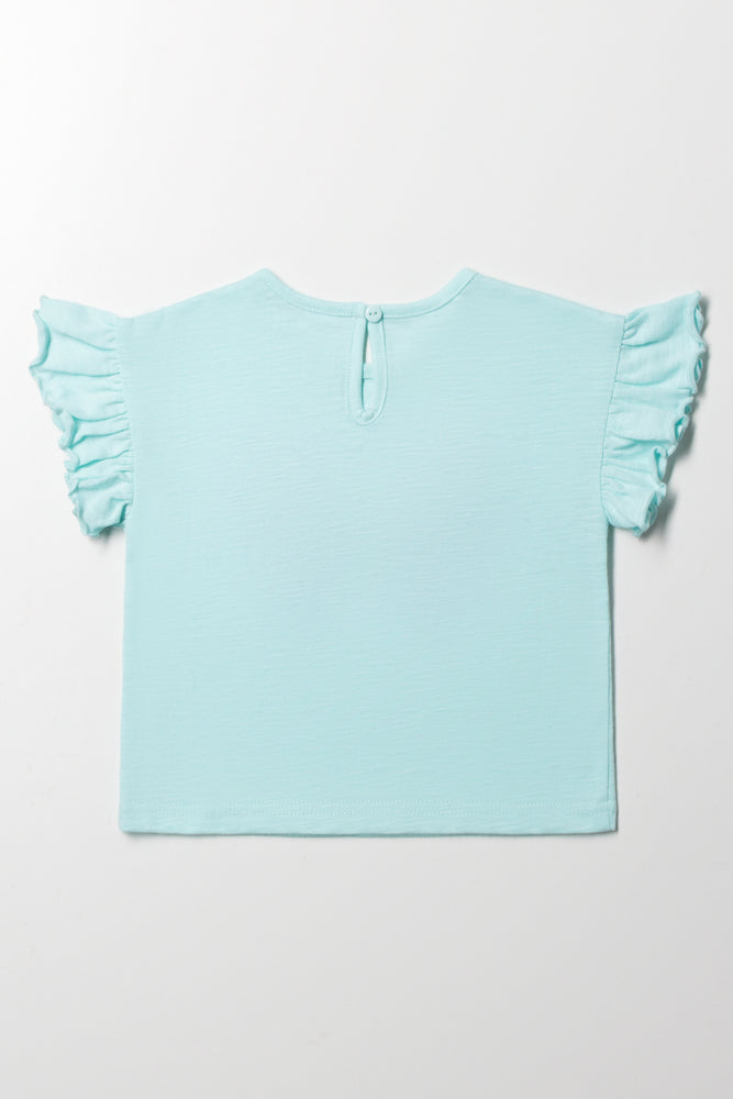 Butterfly Frill Sleeve T-Shirt Green (3)