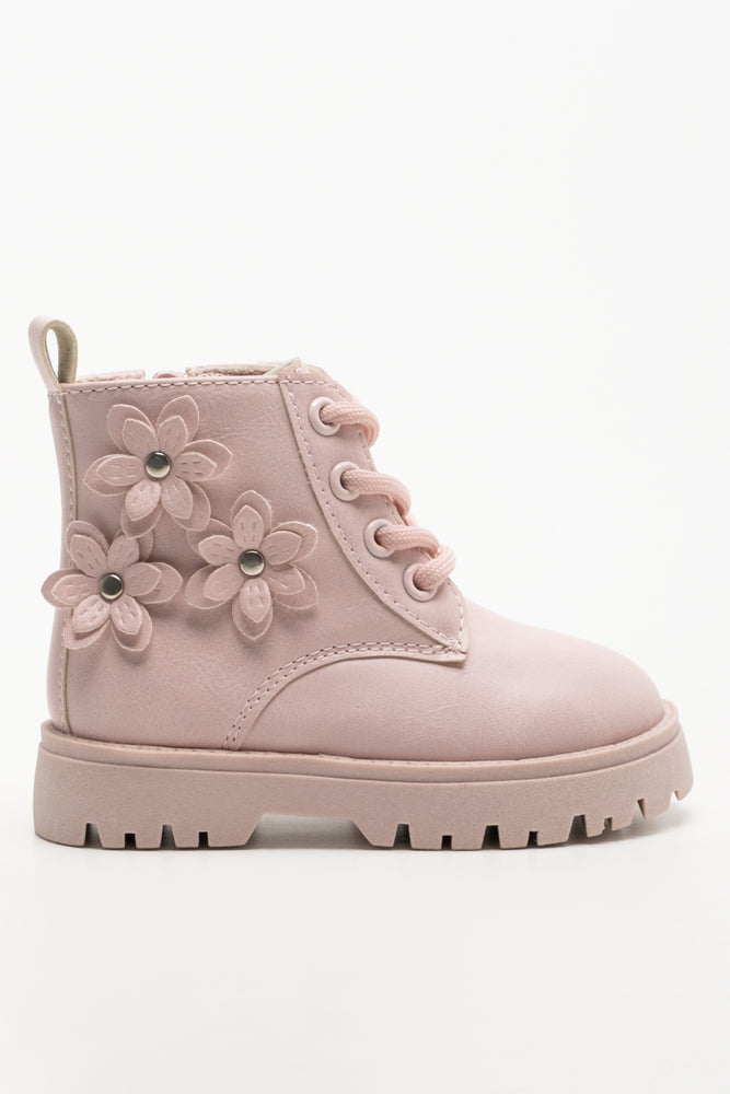 Flower Trim Boots Pink (1)