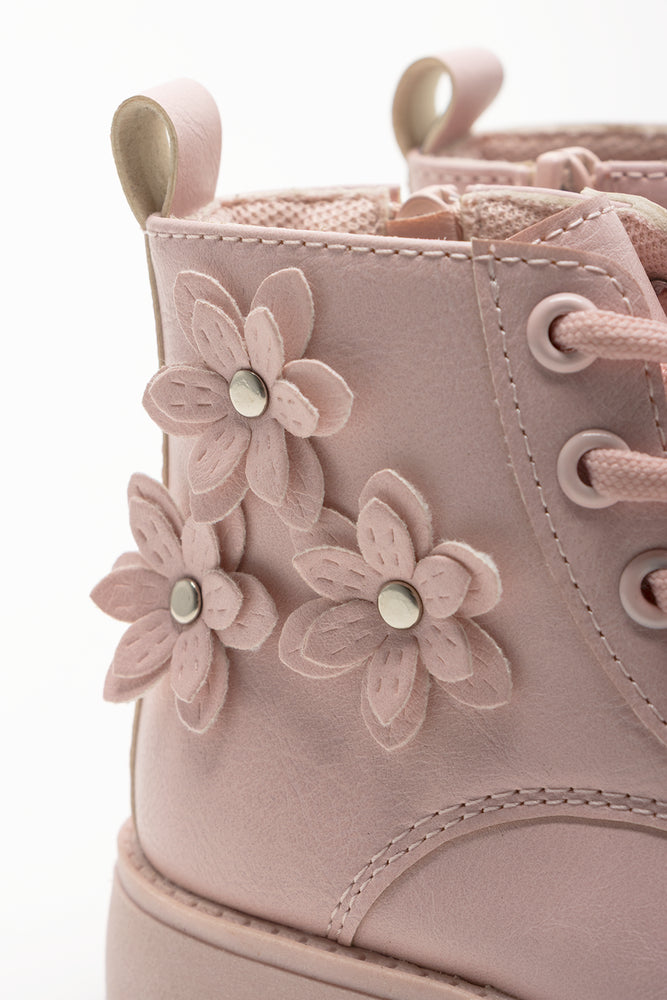 Flower Trim Boots Pink (3)
