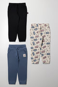 3 Pack Trackpants Cream, Black And Blue