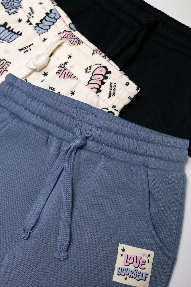 3 Pack Trackpants Cream, Black And Blue