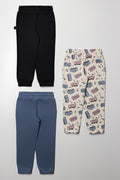 3 Pack Trackpants Cream, Black And Blue (2)