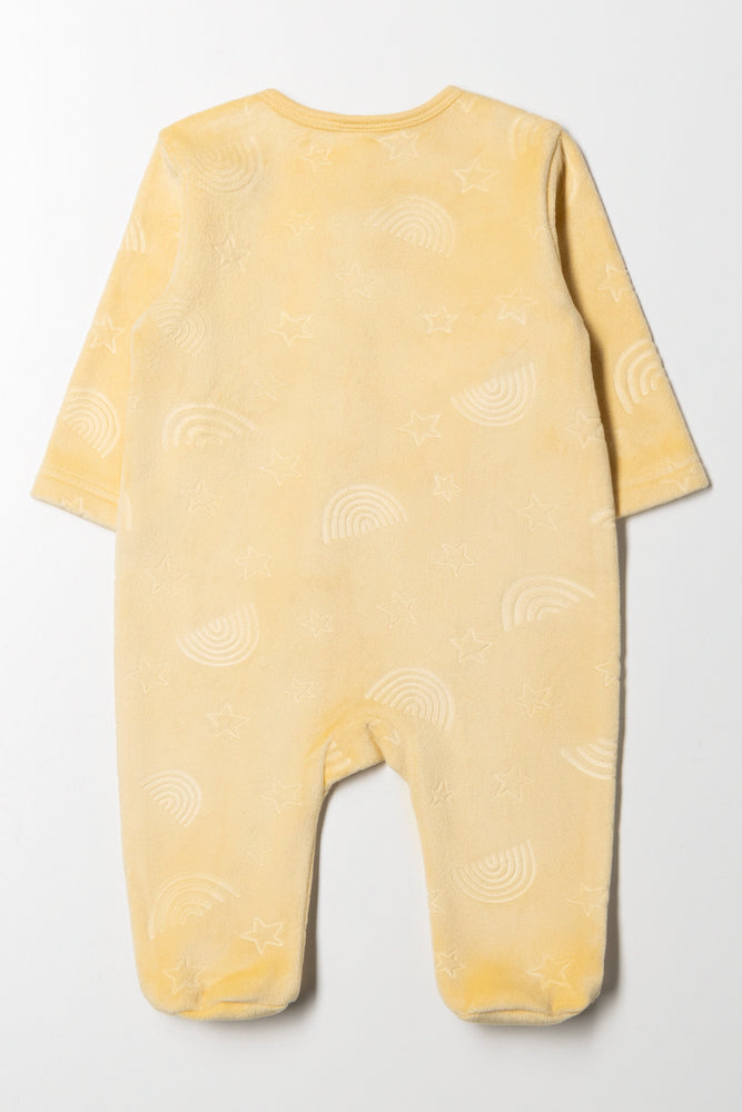 Rainbow Embossed Babygrow Yellow (2)