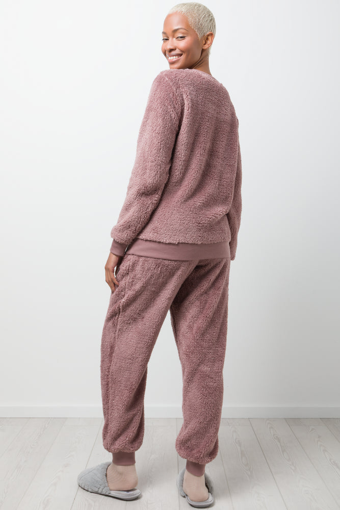 Self Love Sherpa Pyjama Set Mocha (2)