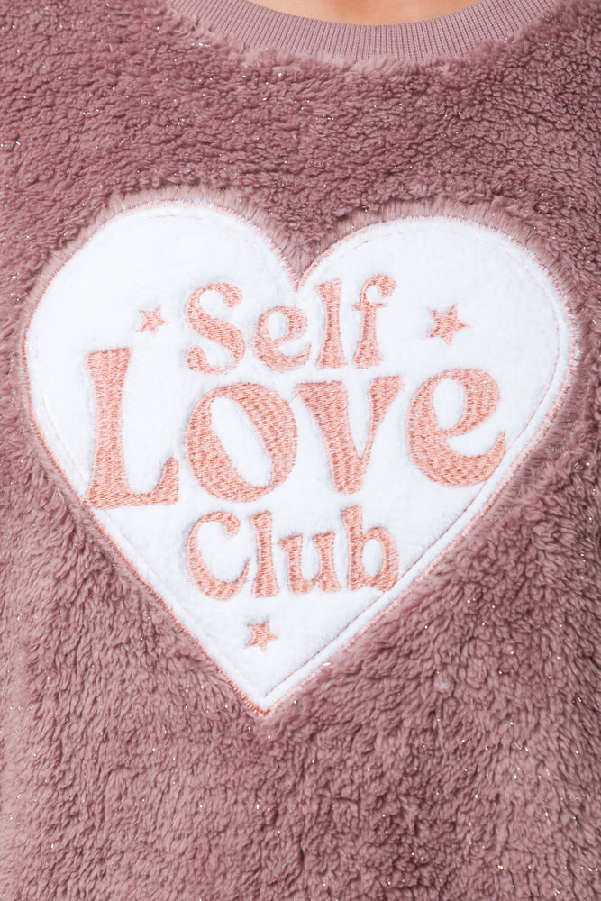 Self Love Sherpa Pyjama Set Mocha (3)