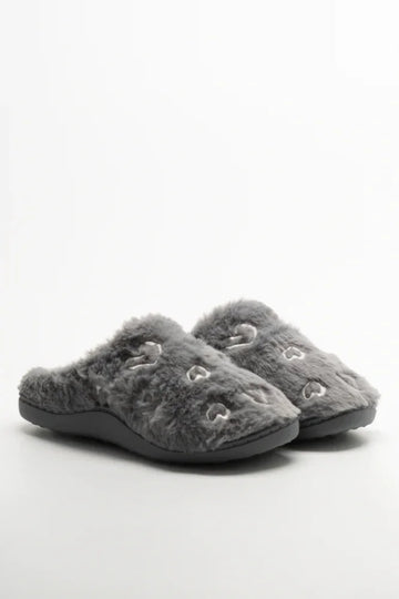 Embroidered Slippers Grey