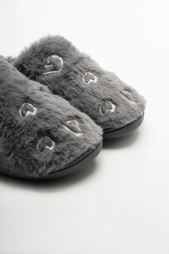 Embroidered Slippers Grey (2)