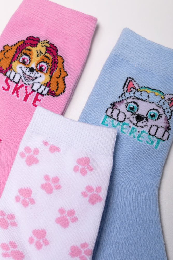Paw Patrol 3 Pack Anklet Socks White, Pink And Blue (1)