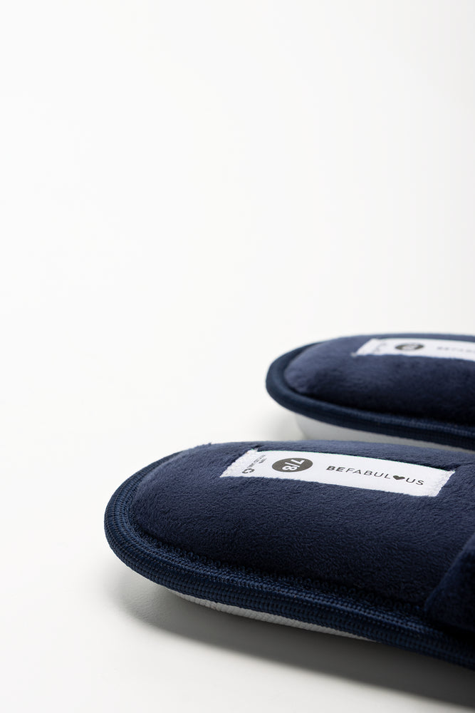 Star Trim Closed Toe Slippers Navy (3)