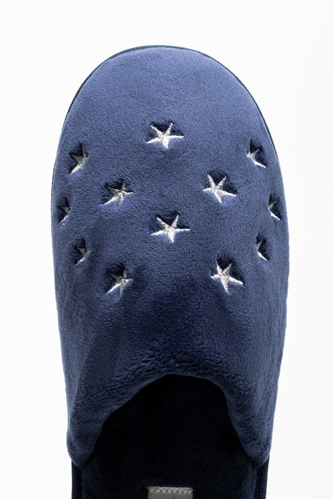 Star Trim Closed Toe Slippers Navy (4)