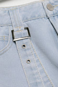 Denim Skirt With Suspender Belts Light Blue (1)