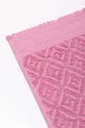 Textured Fringed Guest Towel Pink (1)