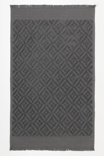 Textured Fringed Guest Towel Charcoal