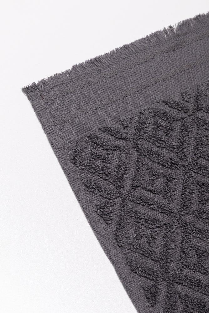 Textured Fringed Guest Towel Charcoal (1)