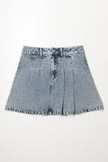 Pleated Denim Skirt Light Blue