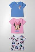 Minnie Mouse 3 Pack T-Shirts Pink, Blue And White