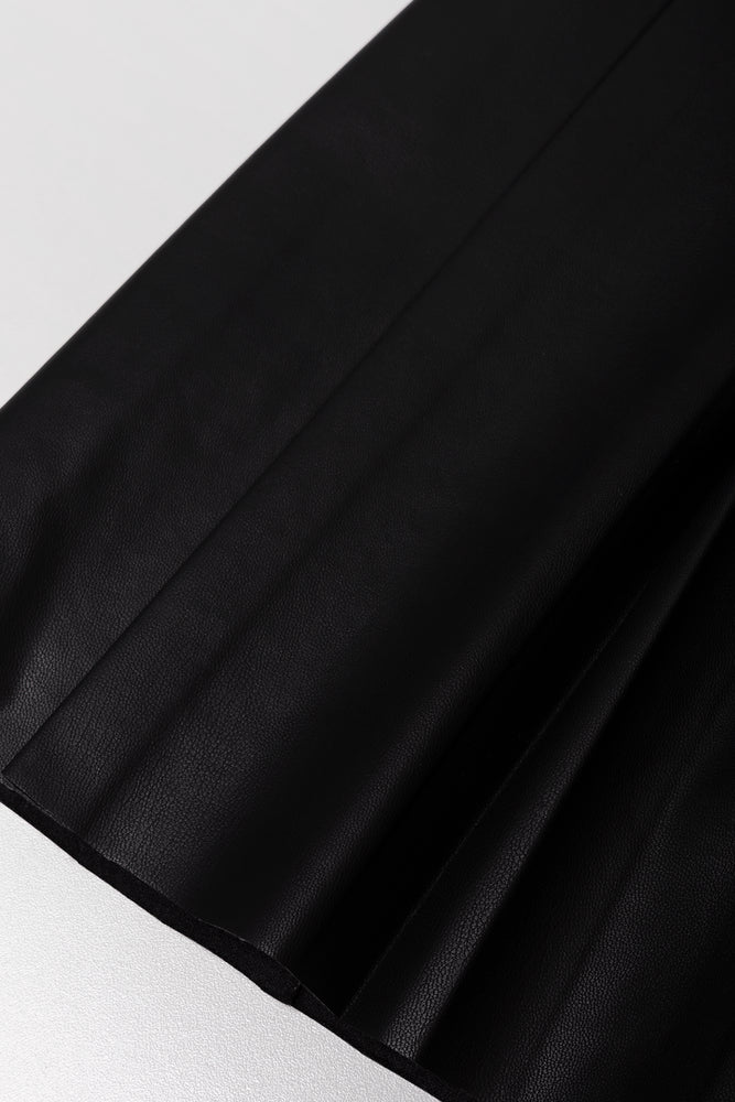 Pleated PU Skirt Black