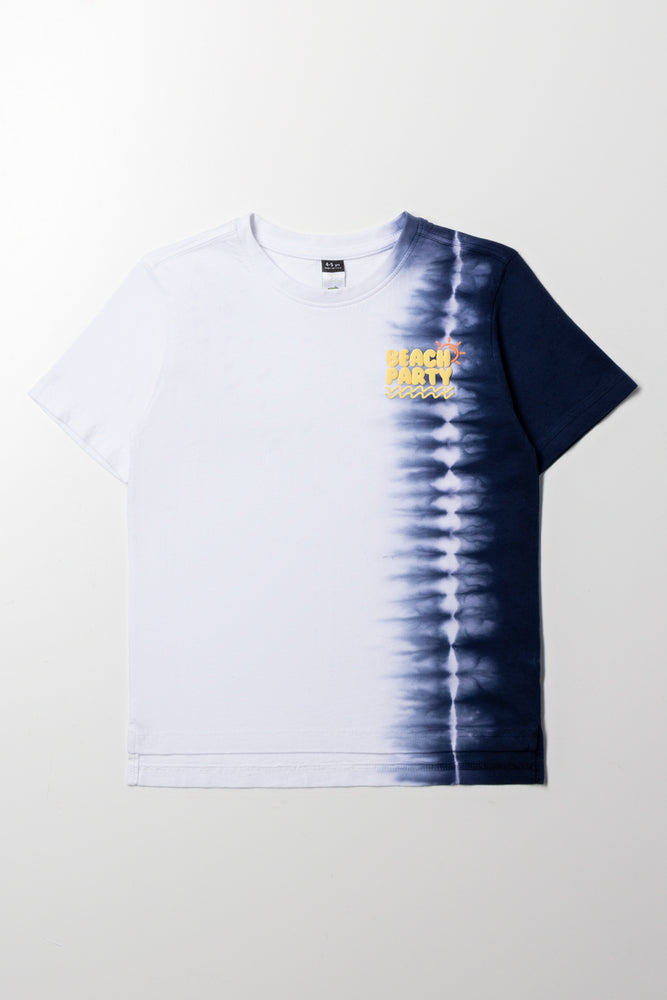 Tie Dye Short Sleeve T-Shirt Navy And White