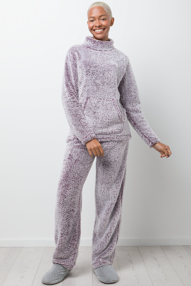 Sherpa Funnel Neck Pyjamas Purple