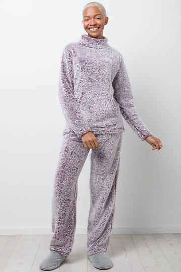 Sherpa Funnel Neck Pyjamas Purple