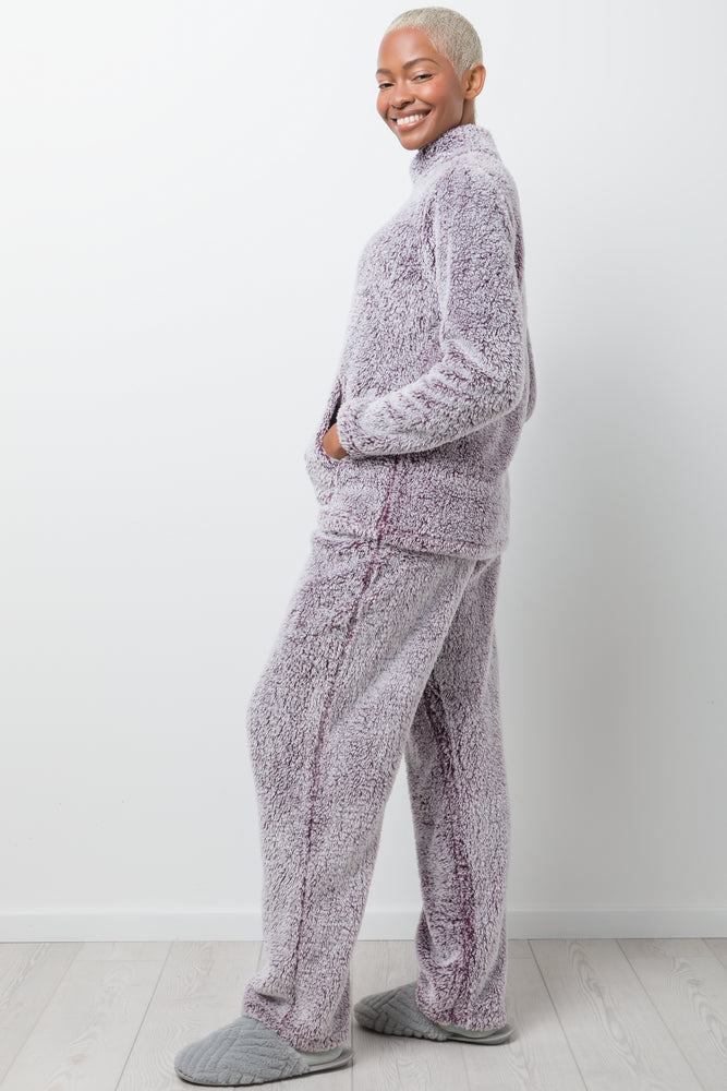 Sherpa Funnel Neck Pyjamas Purple