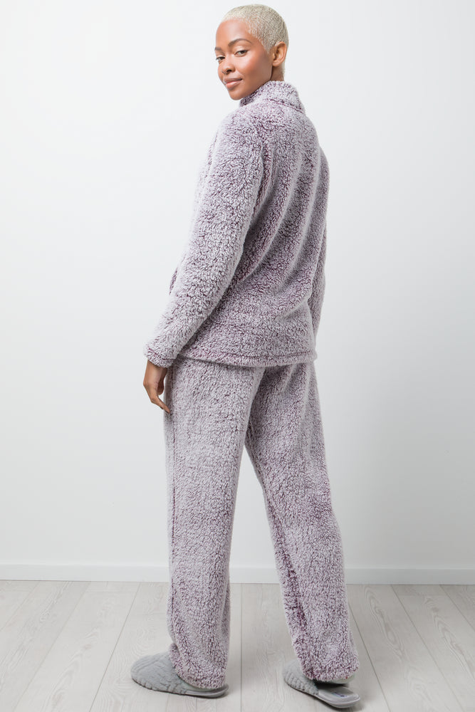 Sherpa Funnel Neck Pyjamas Purple (2)