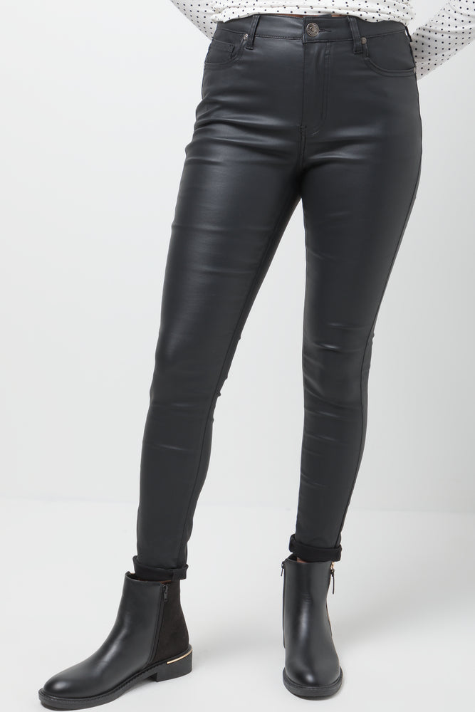 Coated Skinny Jeans Black (1)