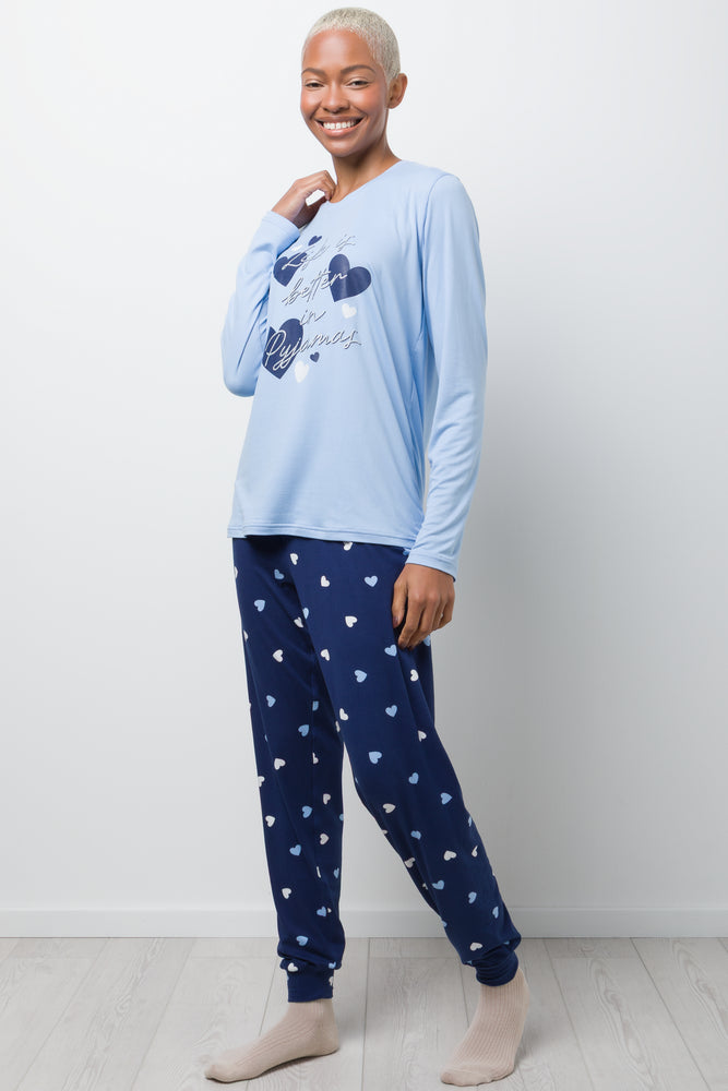 Life Is Better in Pyjamas Knit Set Blue
