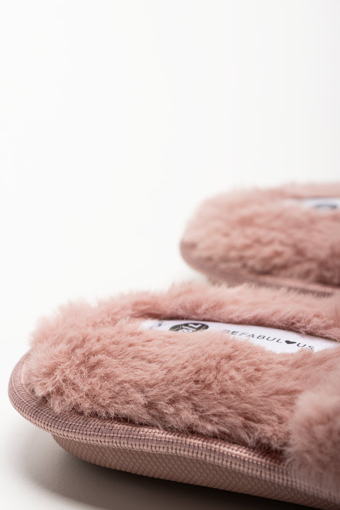 Fur Trim Closed Slippers Pink (3)
