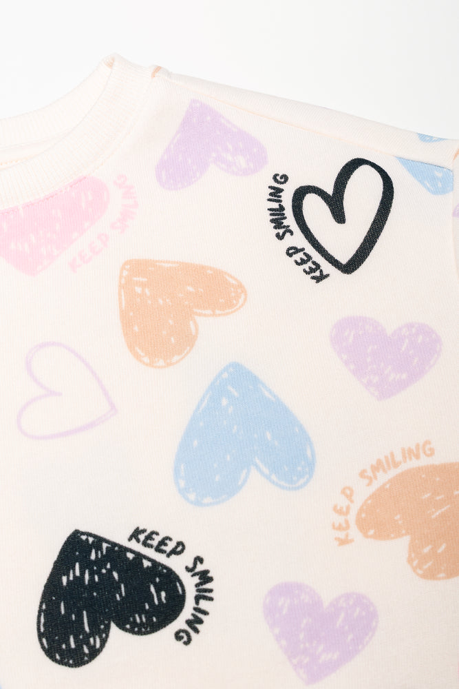 Hearts Crew Neck Top And Leggings Set (1)