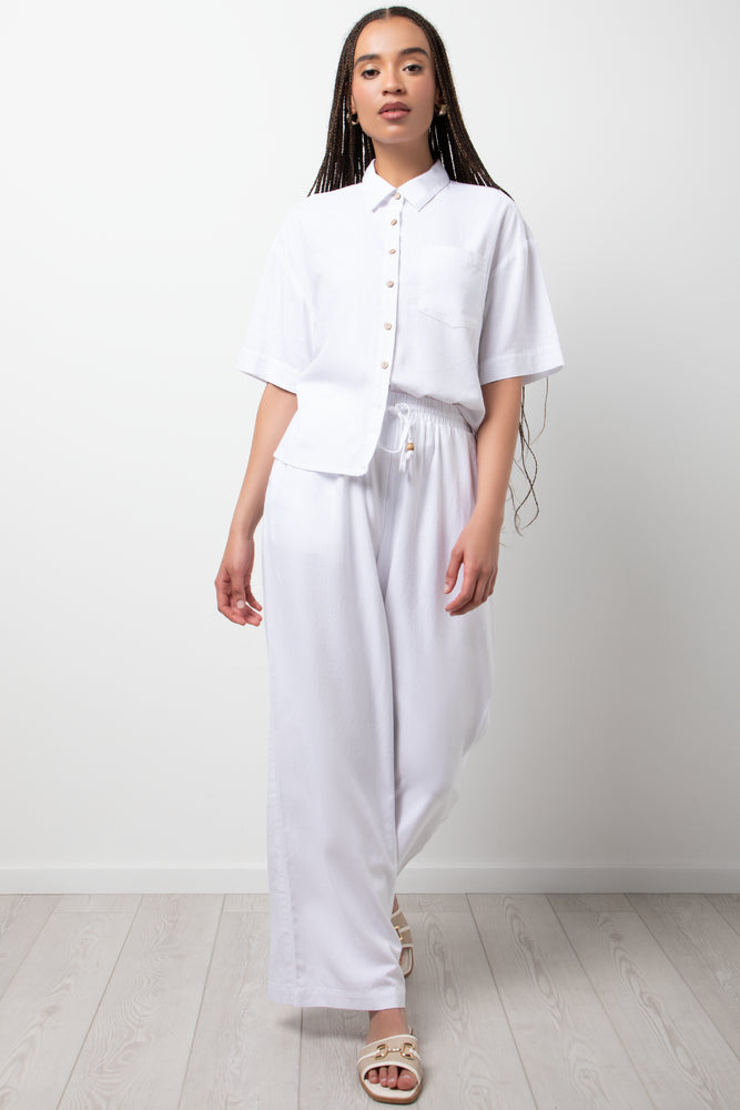 Linen Blend Pants White