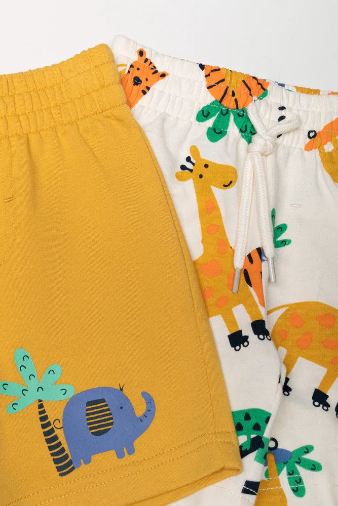 2 Pack Animal Shorts Yellow And Cream (1)